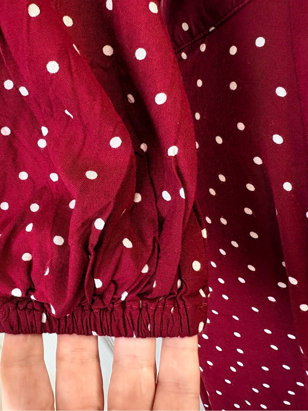 ESHAKTI Burgundy Polka Dot Button Down Midi Dress Pockets Medium - Picture 7 of 10